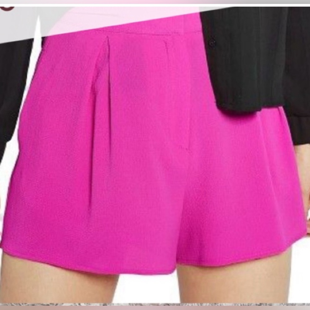 Topshop High Waist Pleated Hot Pink Tailored Shorts US 6 Six UK 10 Ten